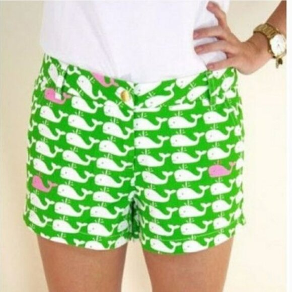 MacBeth Collection by Margaret Josephs "Oh Whale" Cotton Jean Shorts - S - Picture 1 of 12